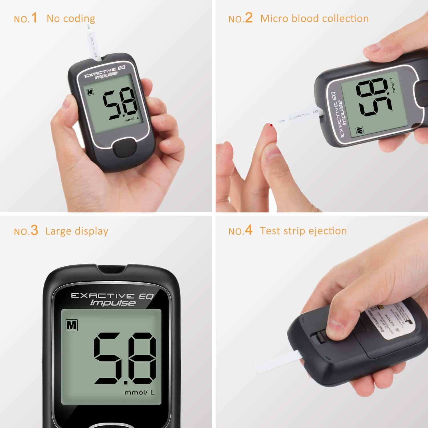 Blood Meter Sugar Glucose Monitor Diabetes Blood Testing Kit and Strips ...