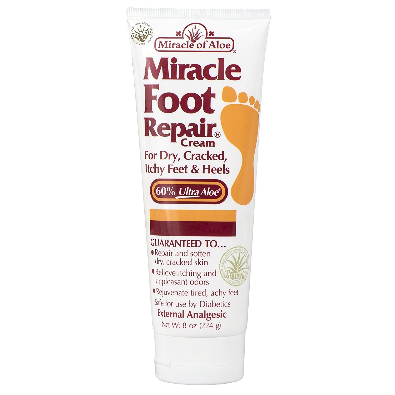 , Miracle Foot Repair Cream with 60% UltraAloe 8 ounce tube, Fast ...